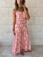 Checkered Sleeveless Tiered Dress