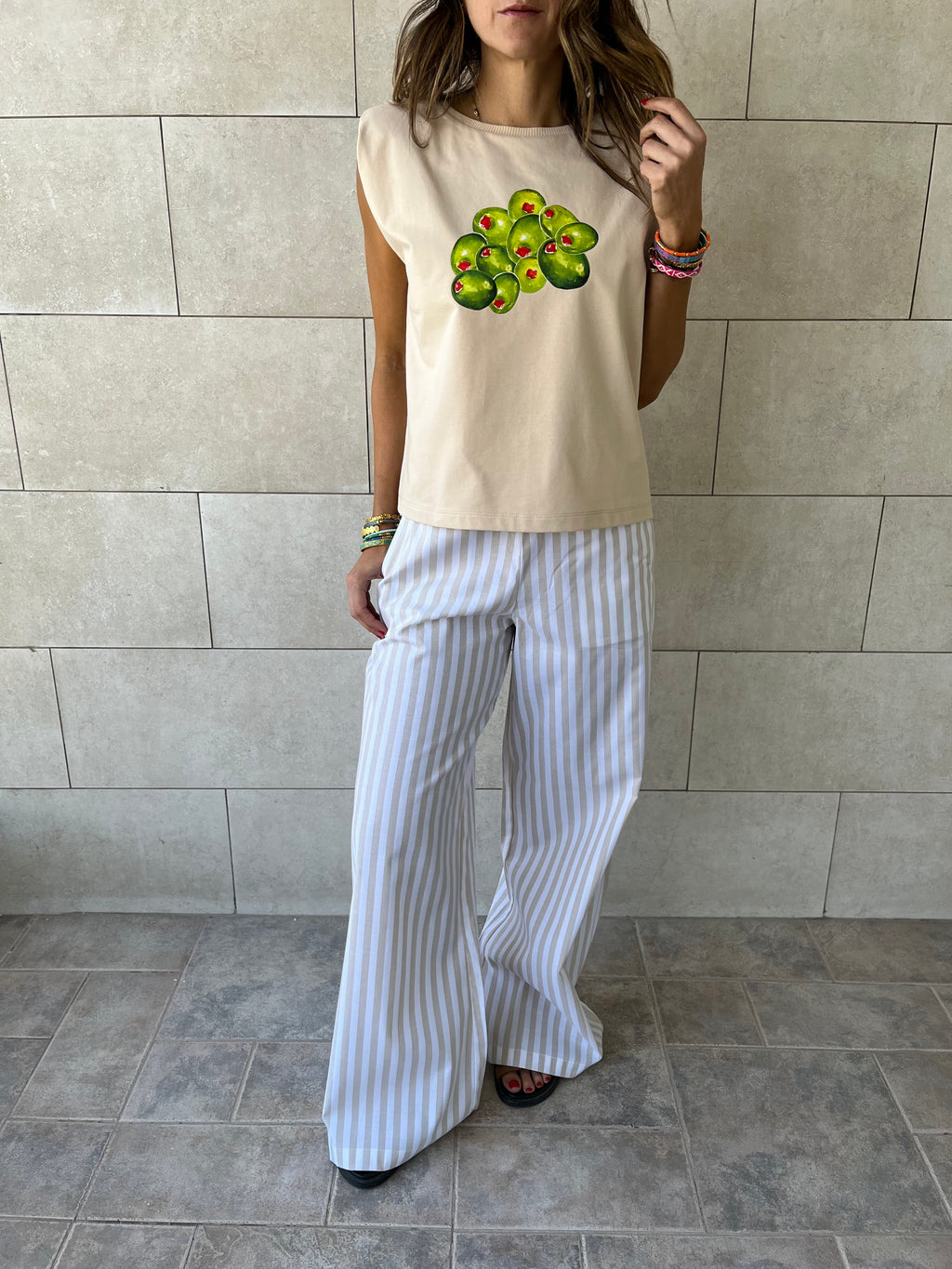 Olive Martini Shoulder Pad Cut Tee