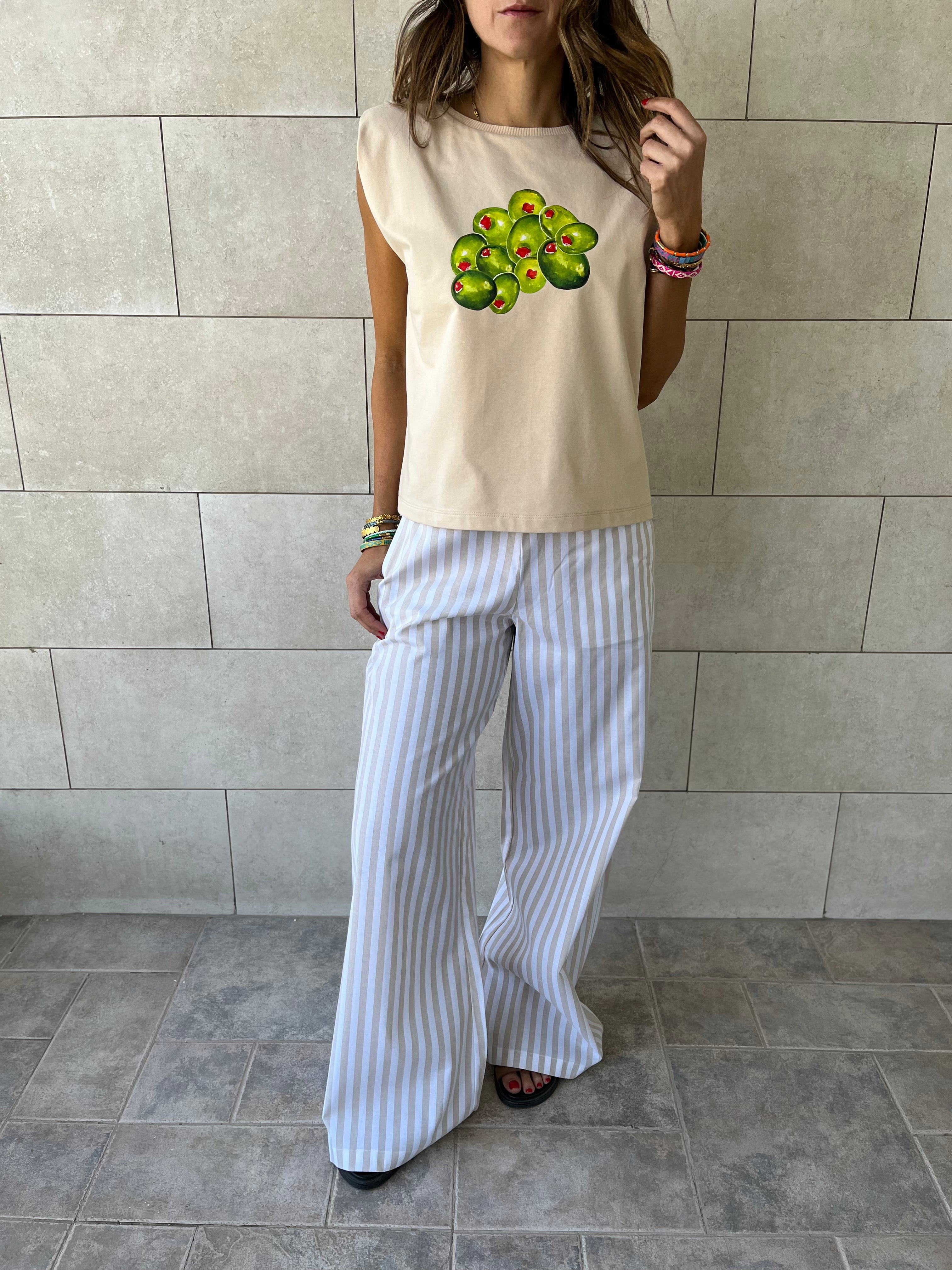 Olive Martini Shoulder Pad Cut Tee