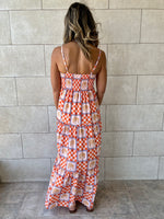 Checkered Sleeveless Tiered Dress