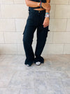 Black Low Rise Cargos