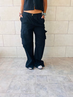 Black Low Rise Cargos