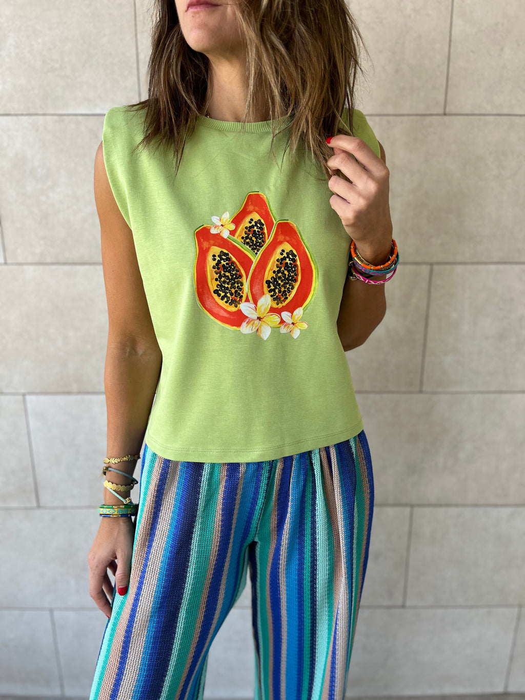 Papaya Shoulder Pad Cut Tee