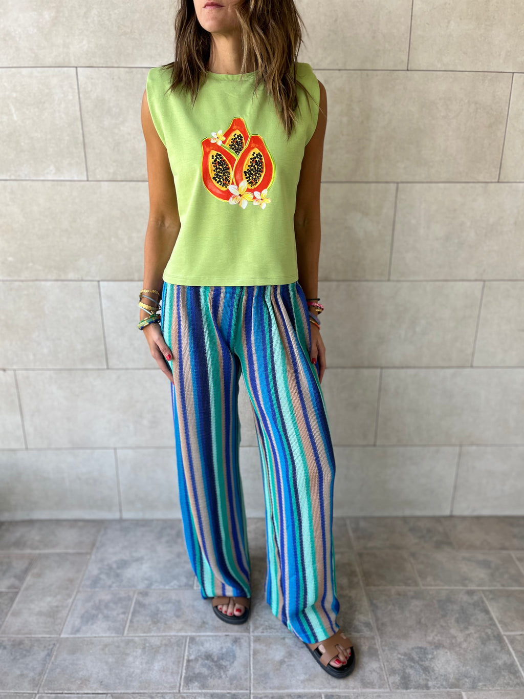 Papaya Shoulder Pad Cut Tee