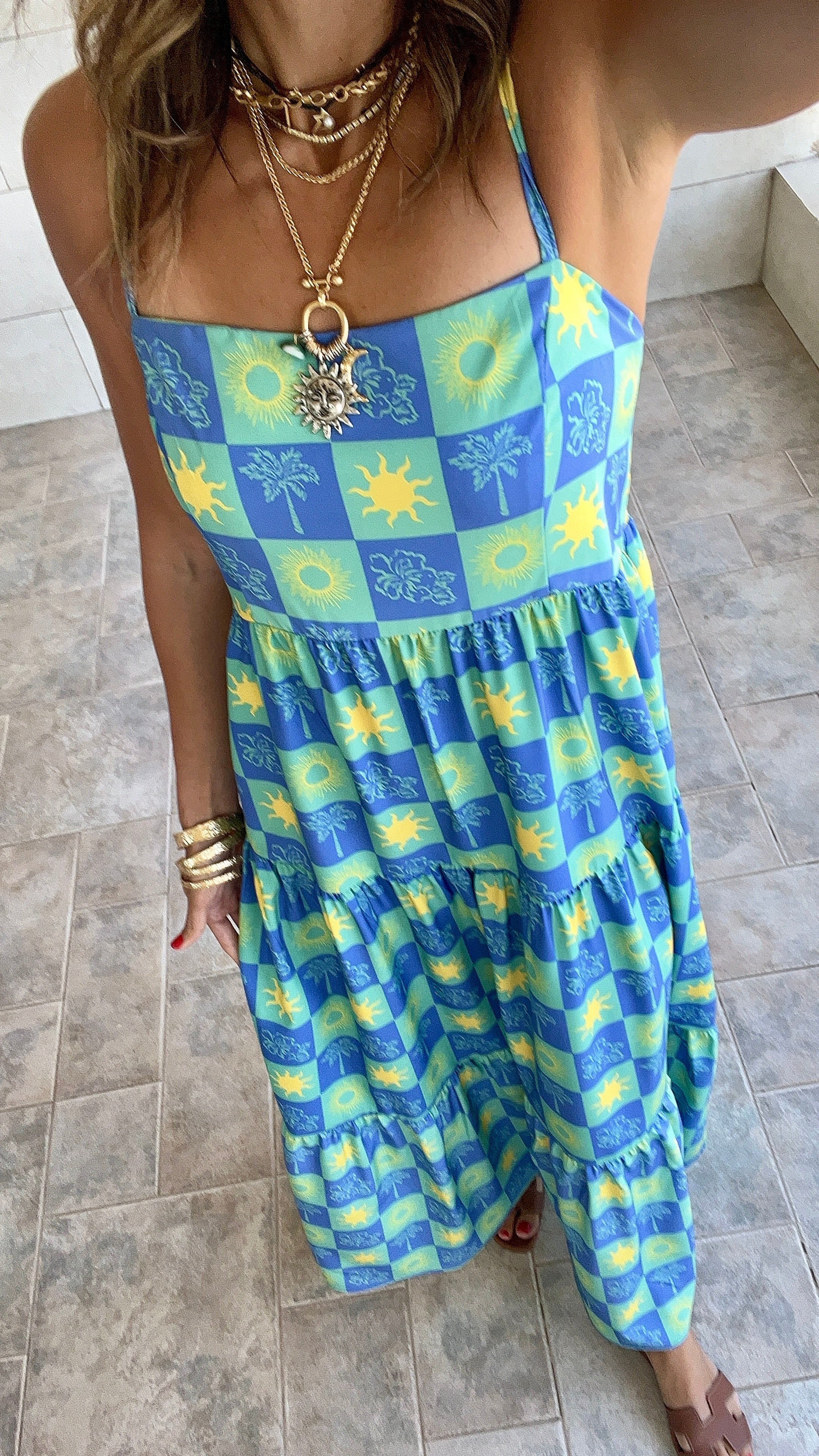 Midnight Sleeveless Tiered Dress