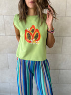 Papaya Shoulder Pad Cut Tee