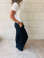 White Ribbed Side Tie Stripe Top