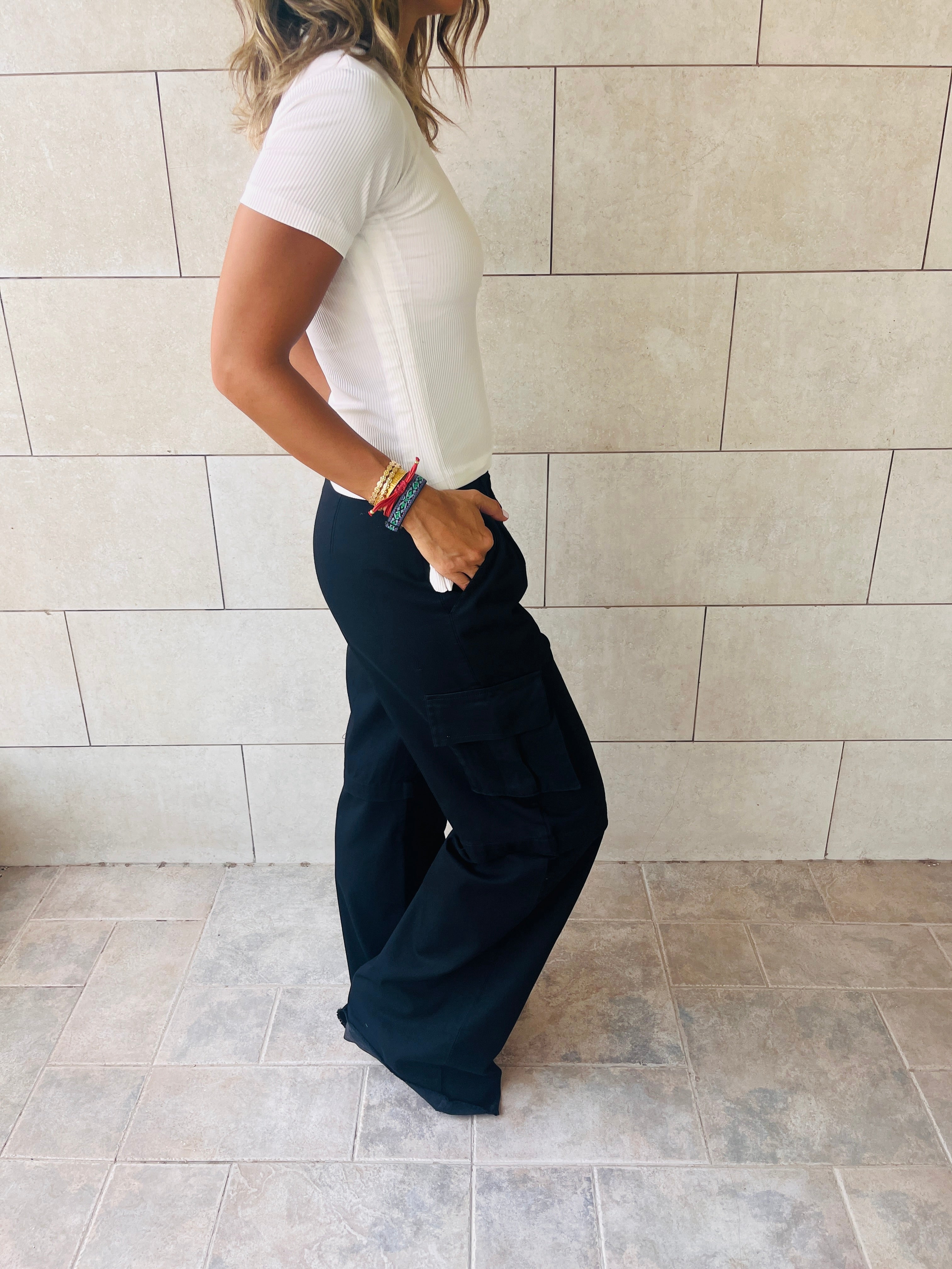 White Ribbed Side Tie Stripe Top