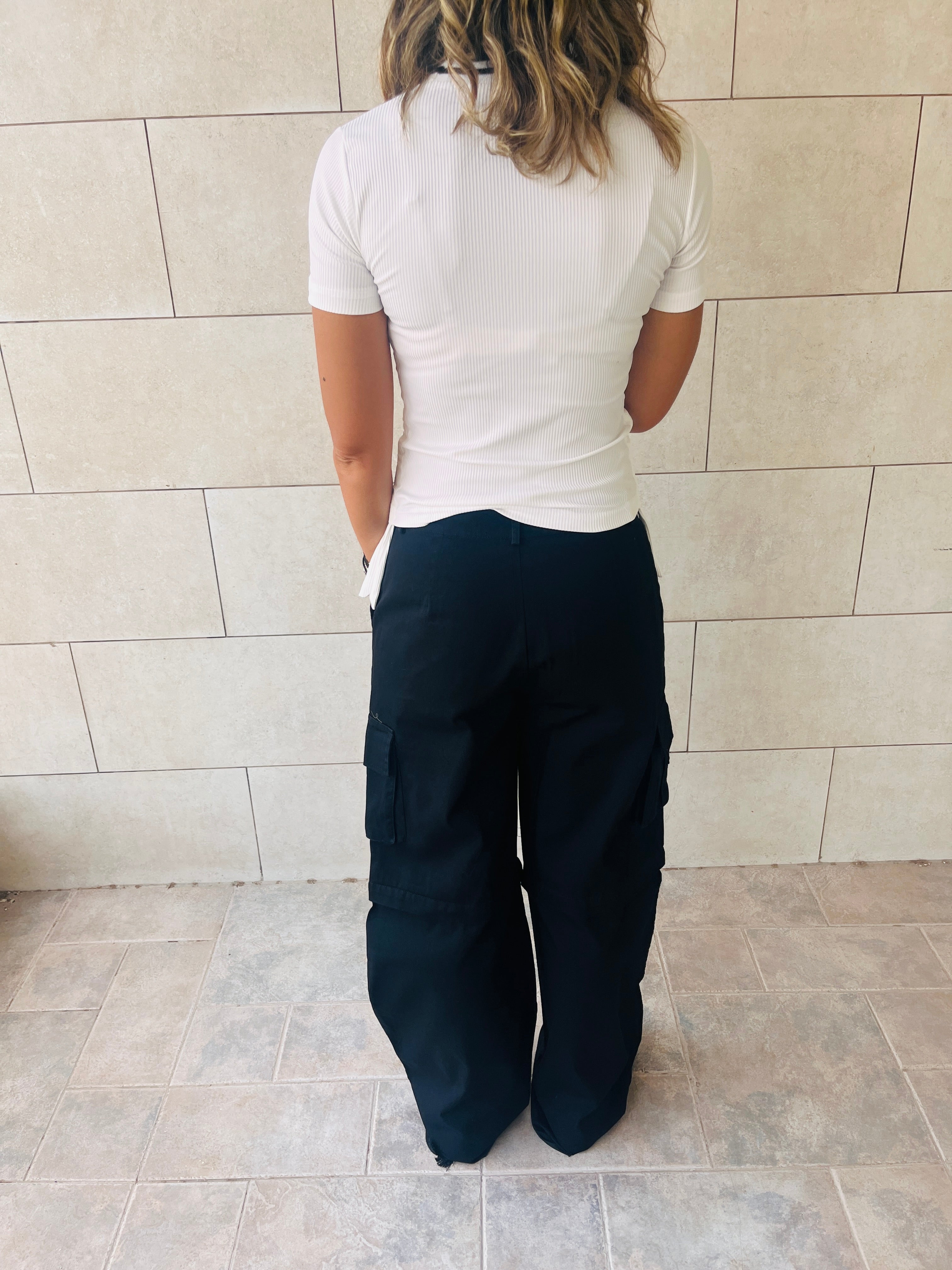 White Ribbed Side Tie Stripe Top
