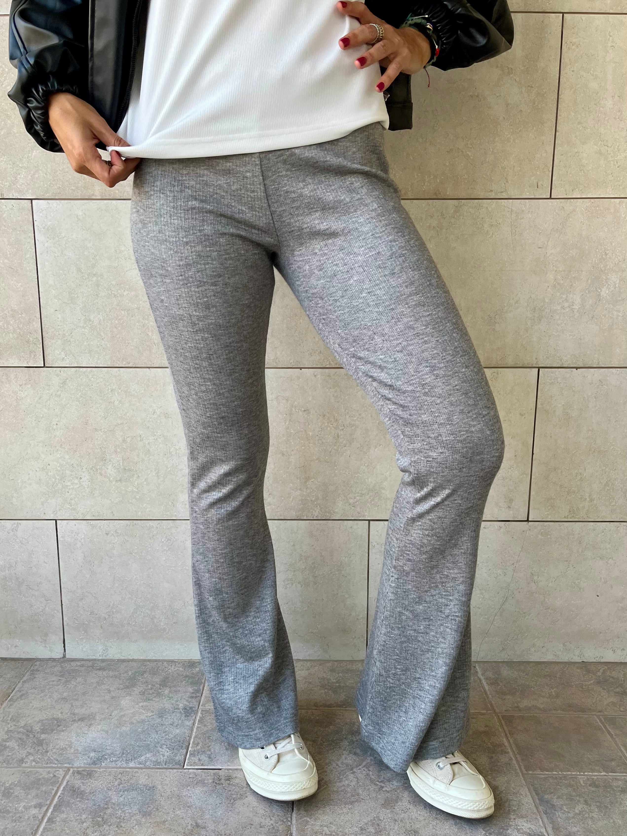 Grey Ribbed flare Pants