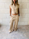 Taupe Low Rise Cargos