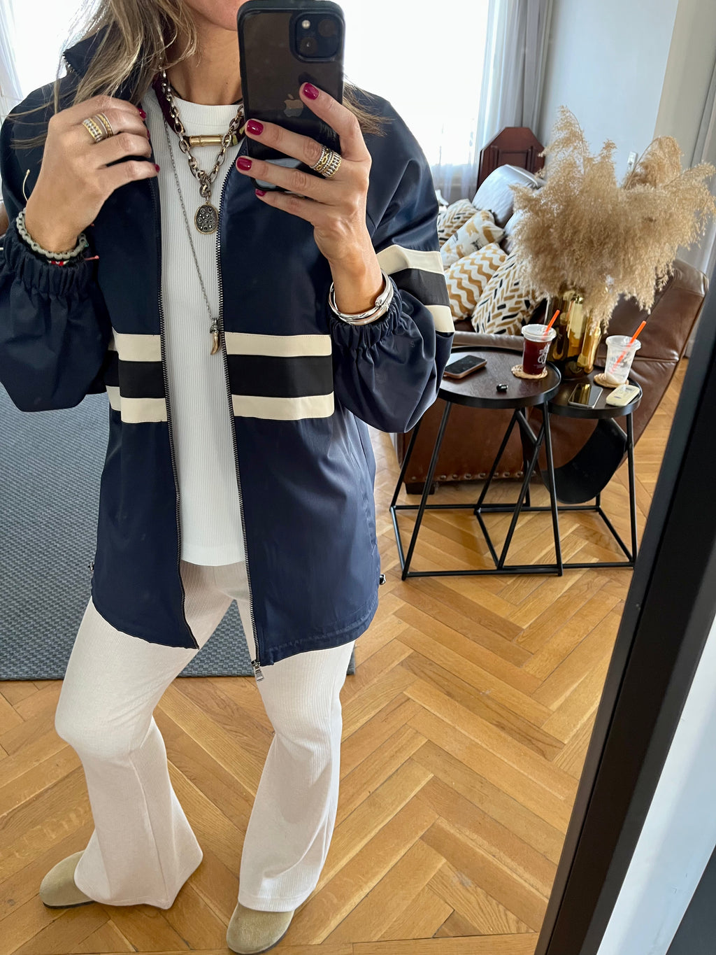 Navy Retro Waterproof Jacket