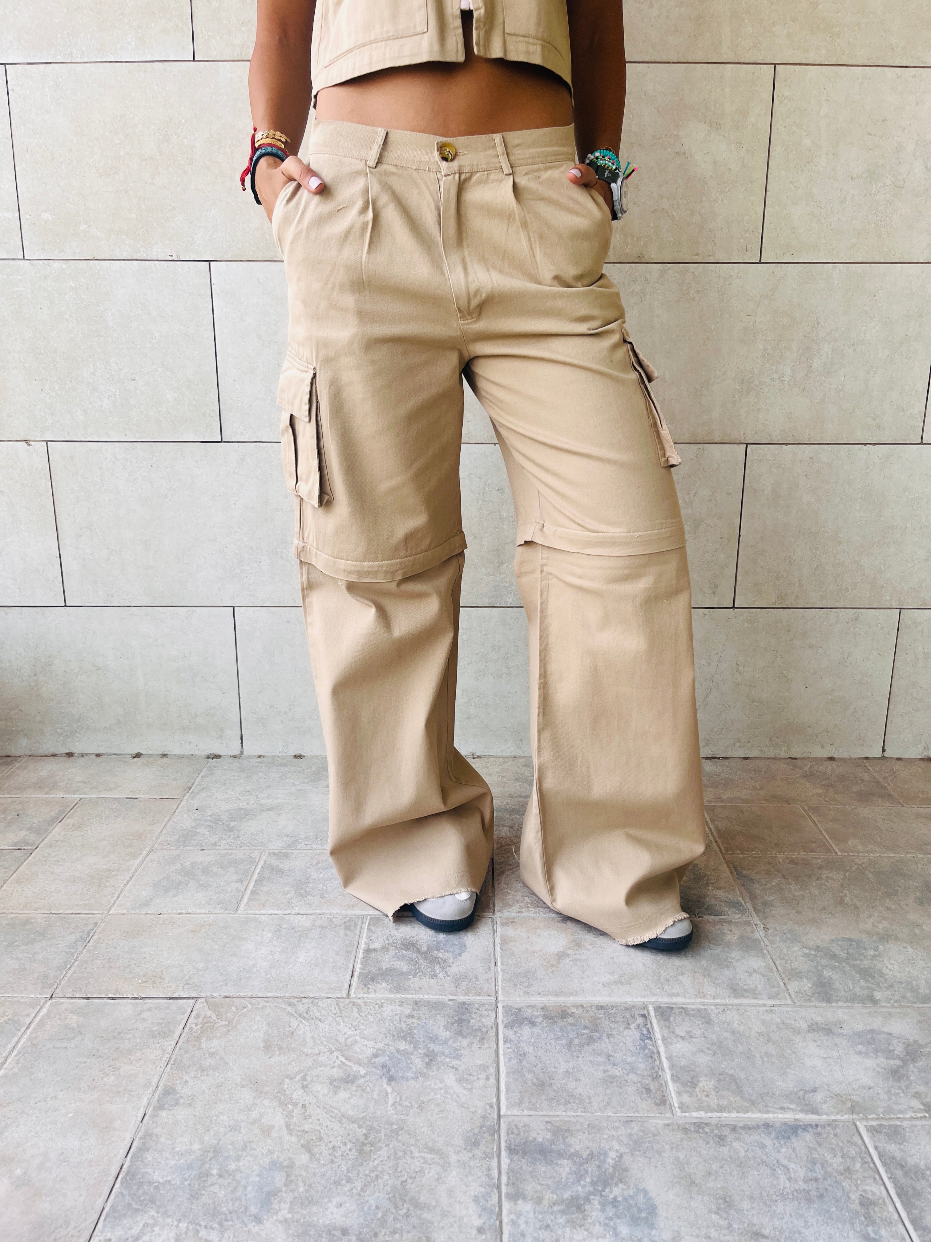 Taupe Low Rise Cargos