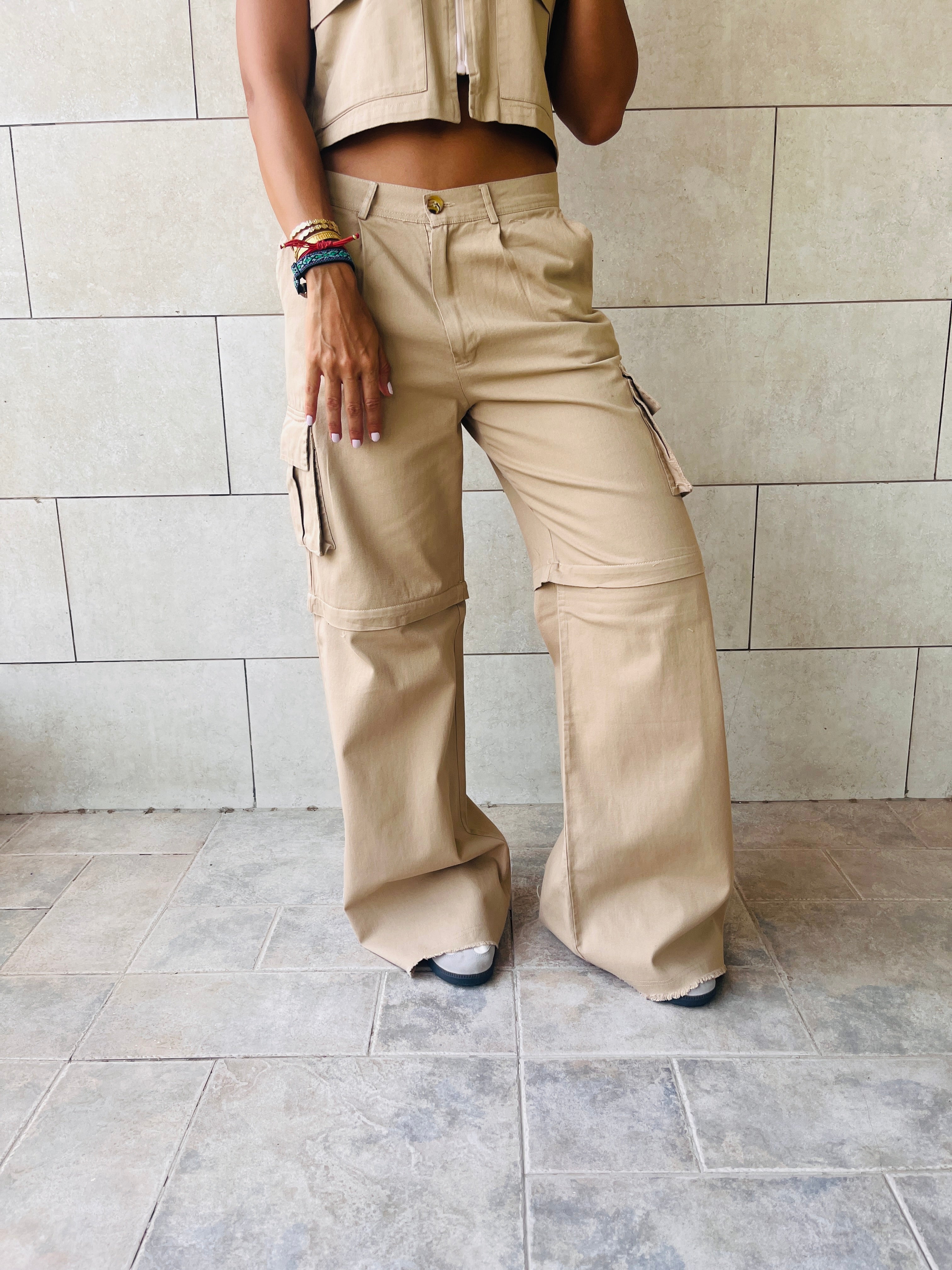 Taupe Low Rise Cargos