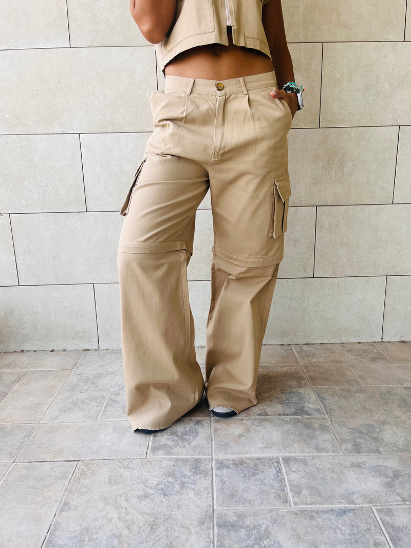 Taupe Low Rise Cargos