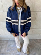 Navy Retro Waterproof Jacket