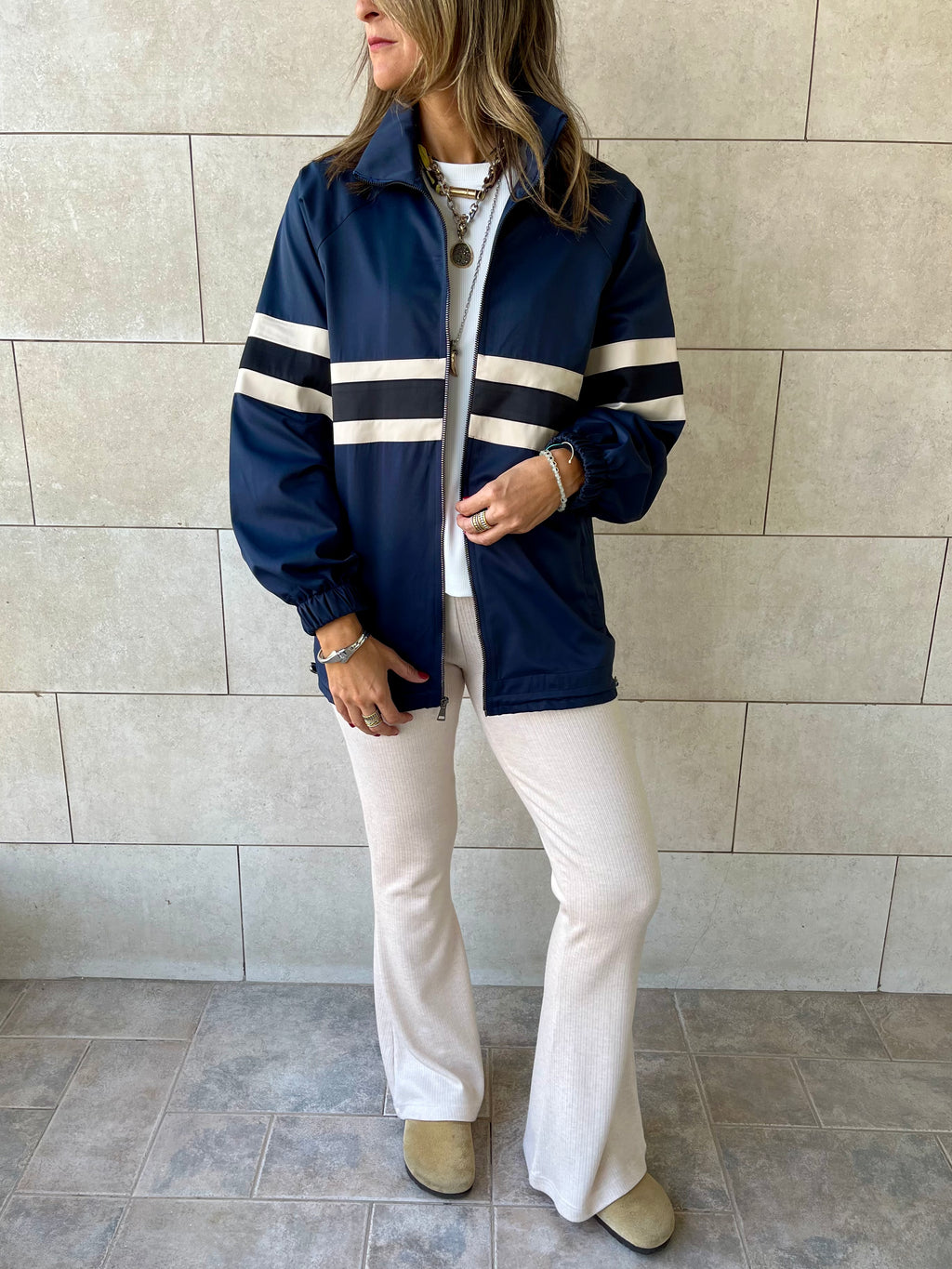 Navy Retro Waterproof Jacket