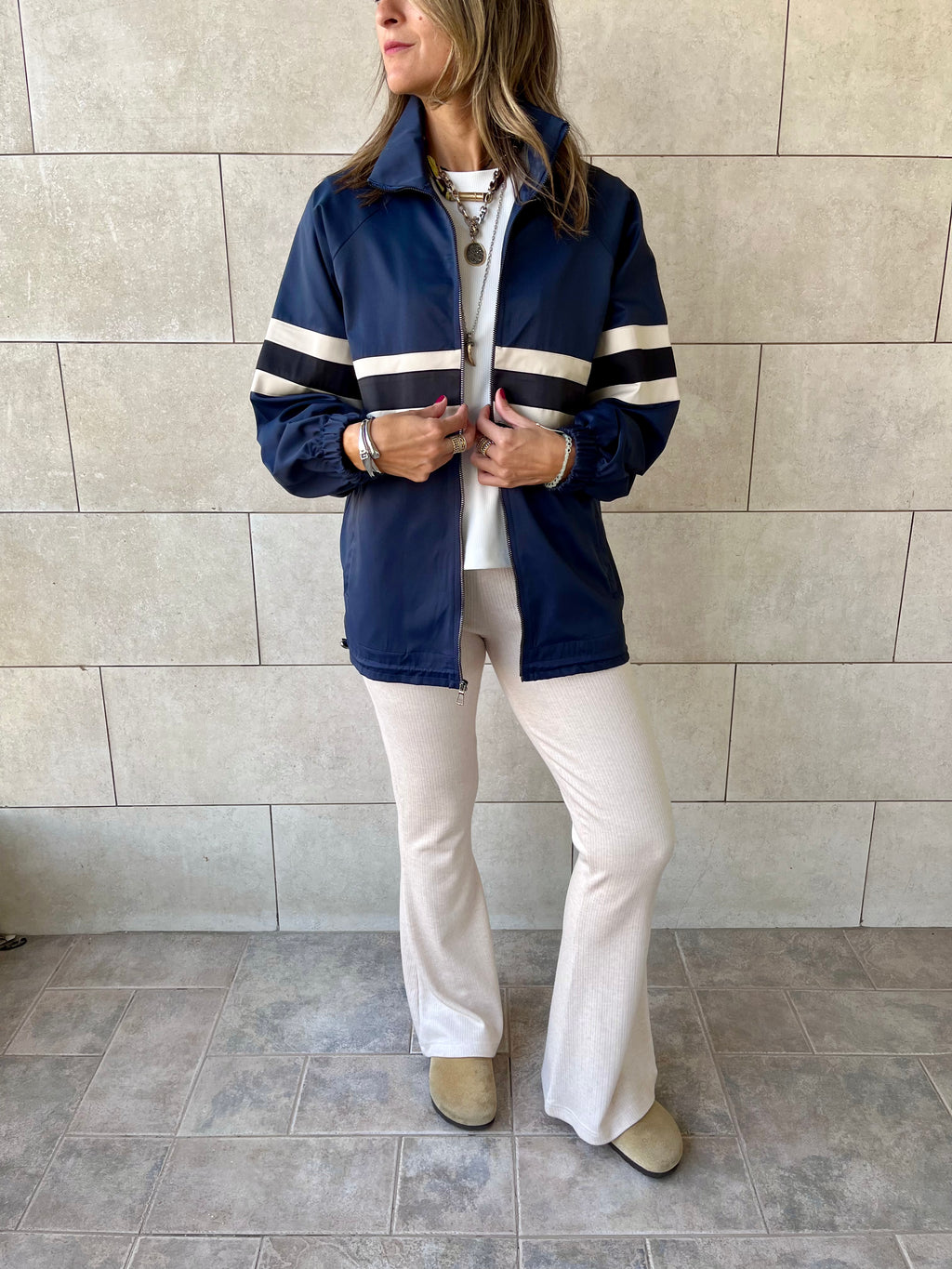 Navy Retro Waterproof Jacket