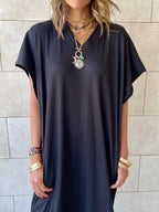 Black Ribbed Flowy Dress