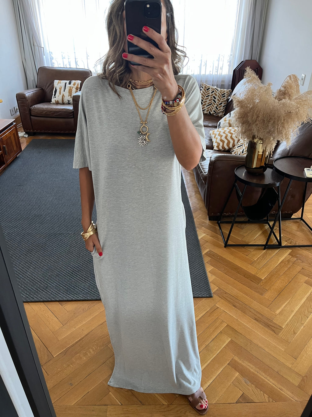 Grey Fall Dayz Maxi T-Shirt Dress