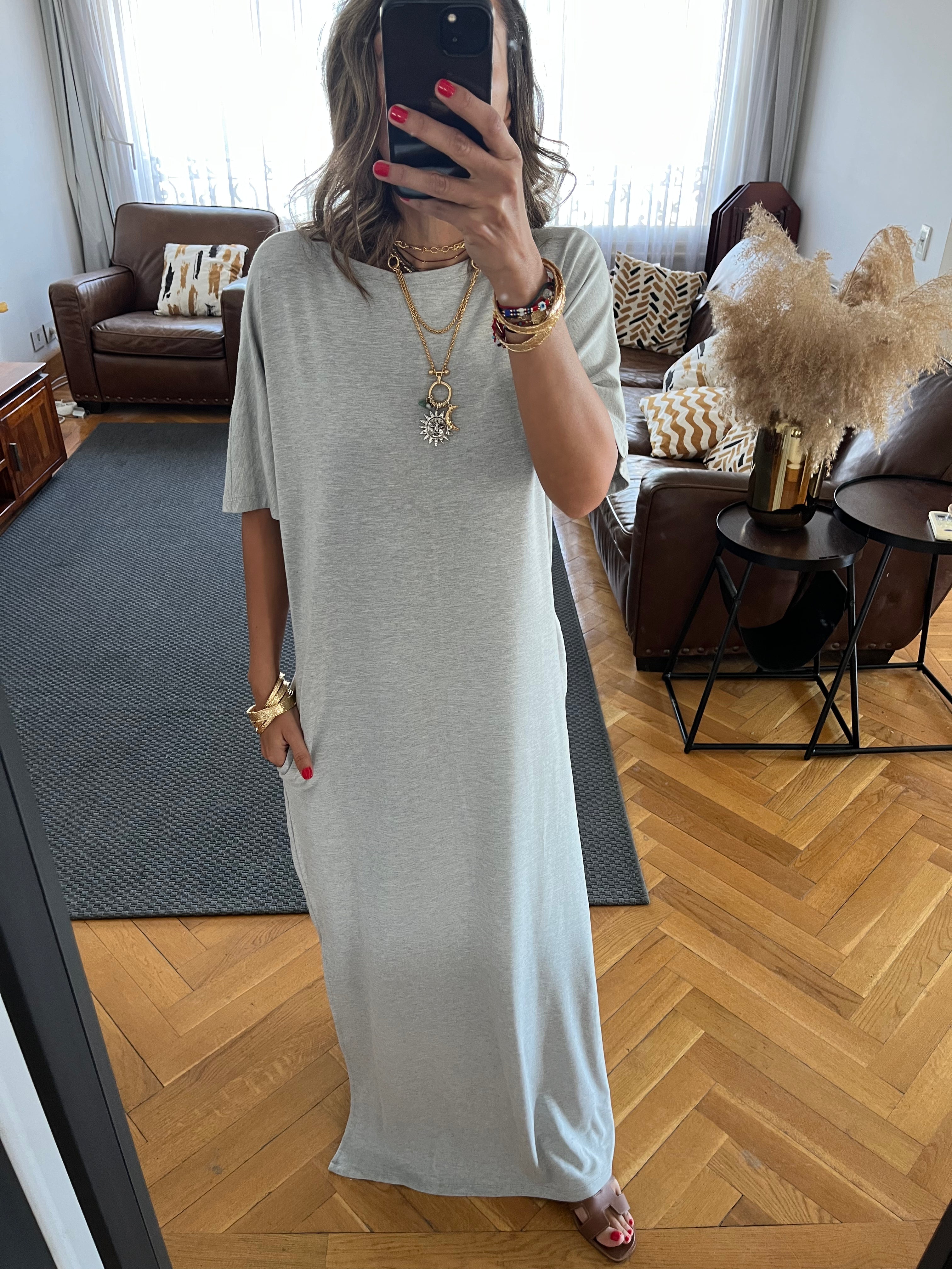Grey Fall Dayz Maxi T-Shirt Dress