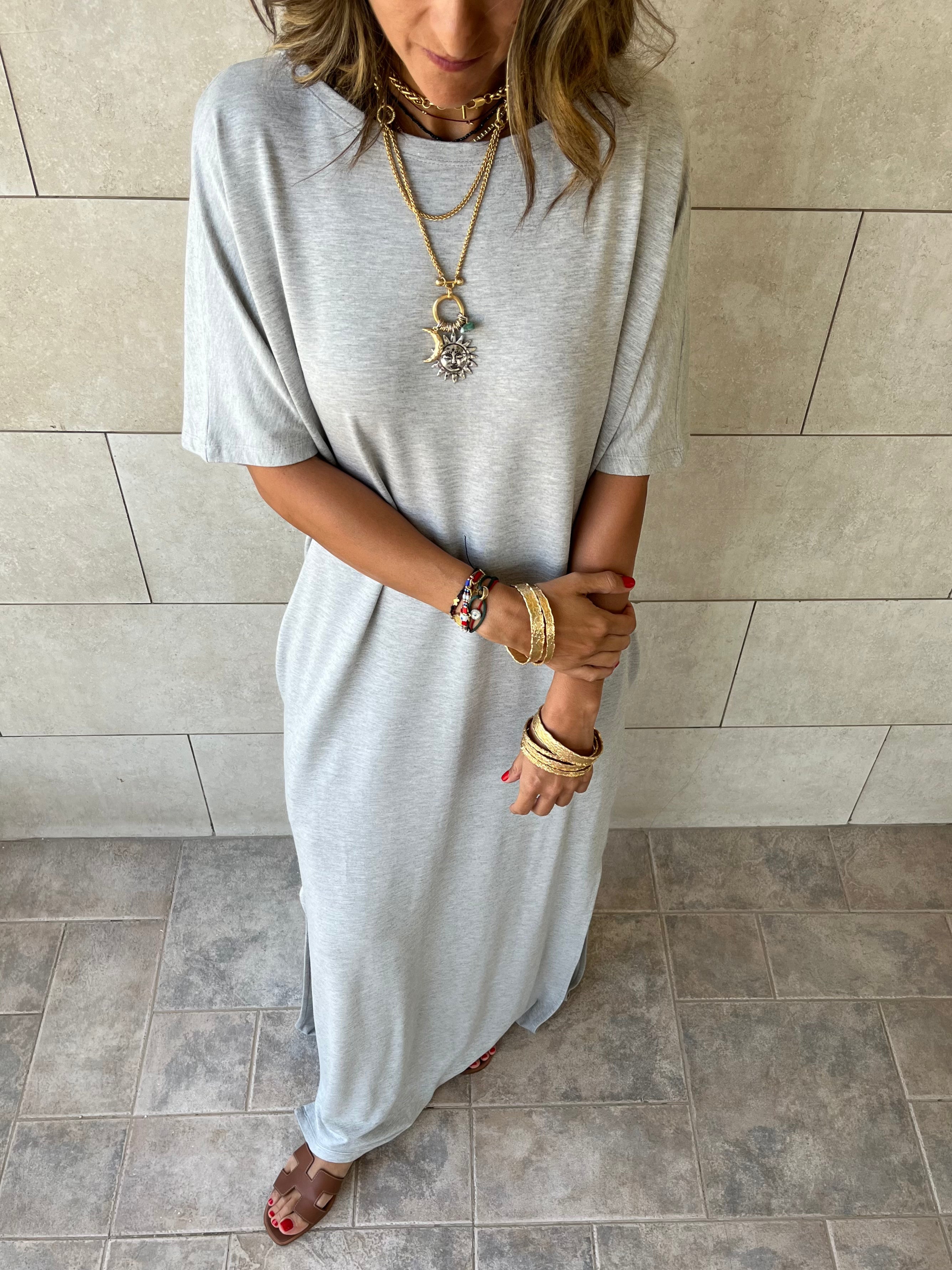 Grey Fall Dayz Maxi T-Shirt Dress