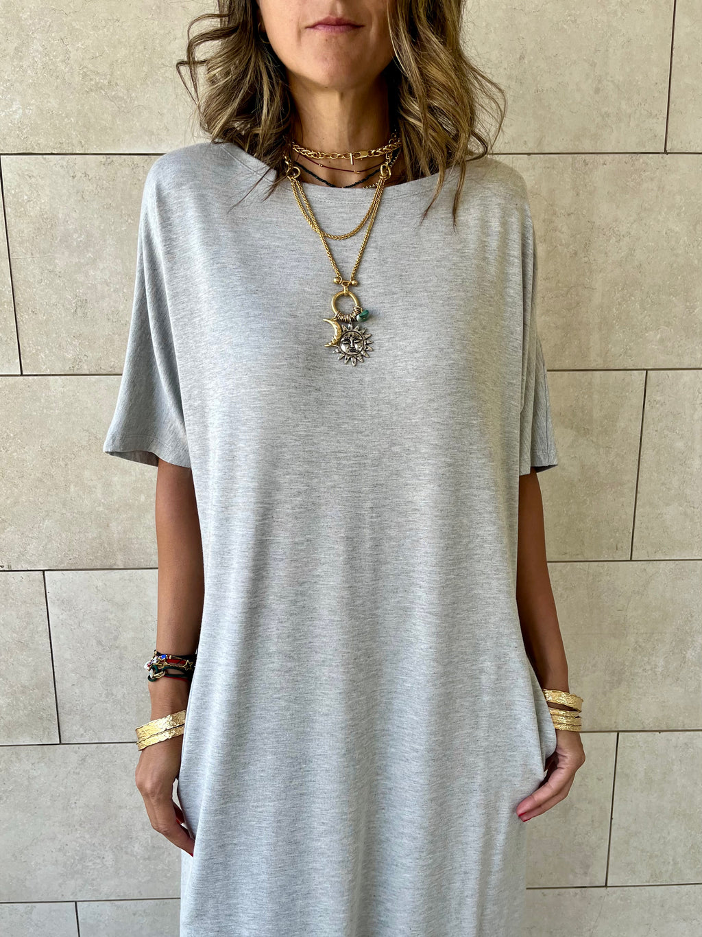 Grey Fall Dayz Maxi T-Shirt Dress