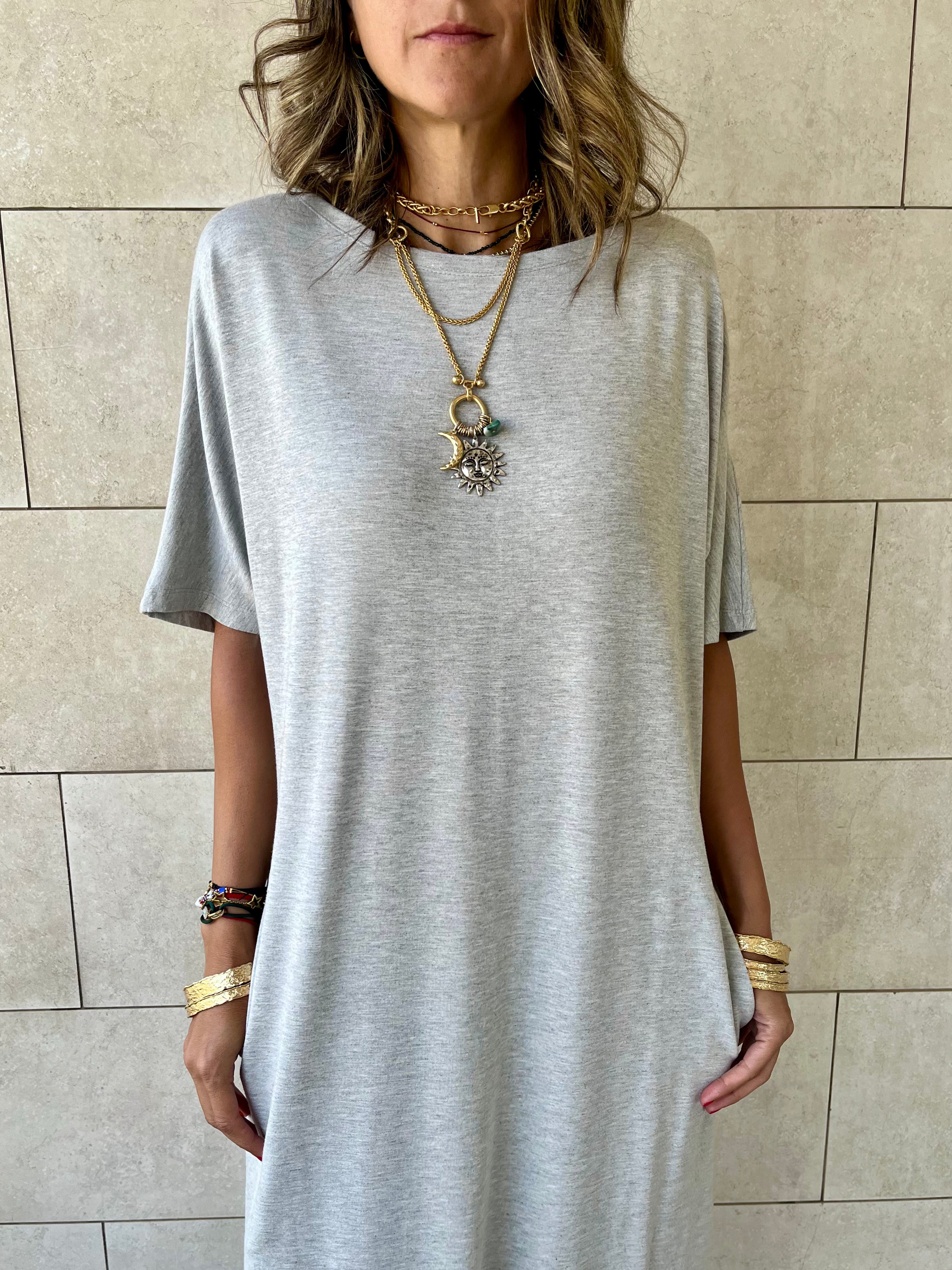 Grey Fall Dayz Maxi T-Shirt Dress