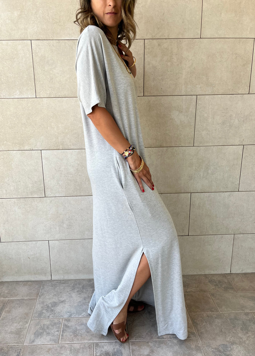 Grey Fall Dayz Maxi T-Shirt Dress