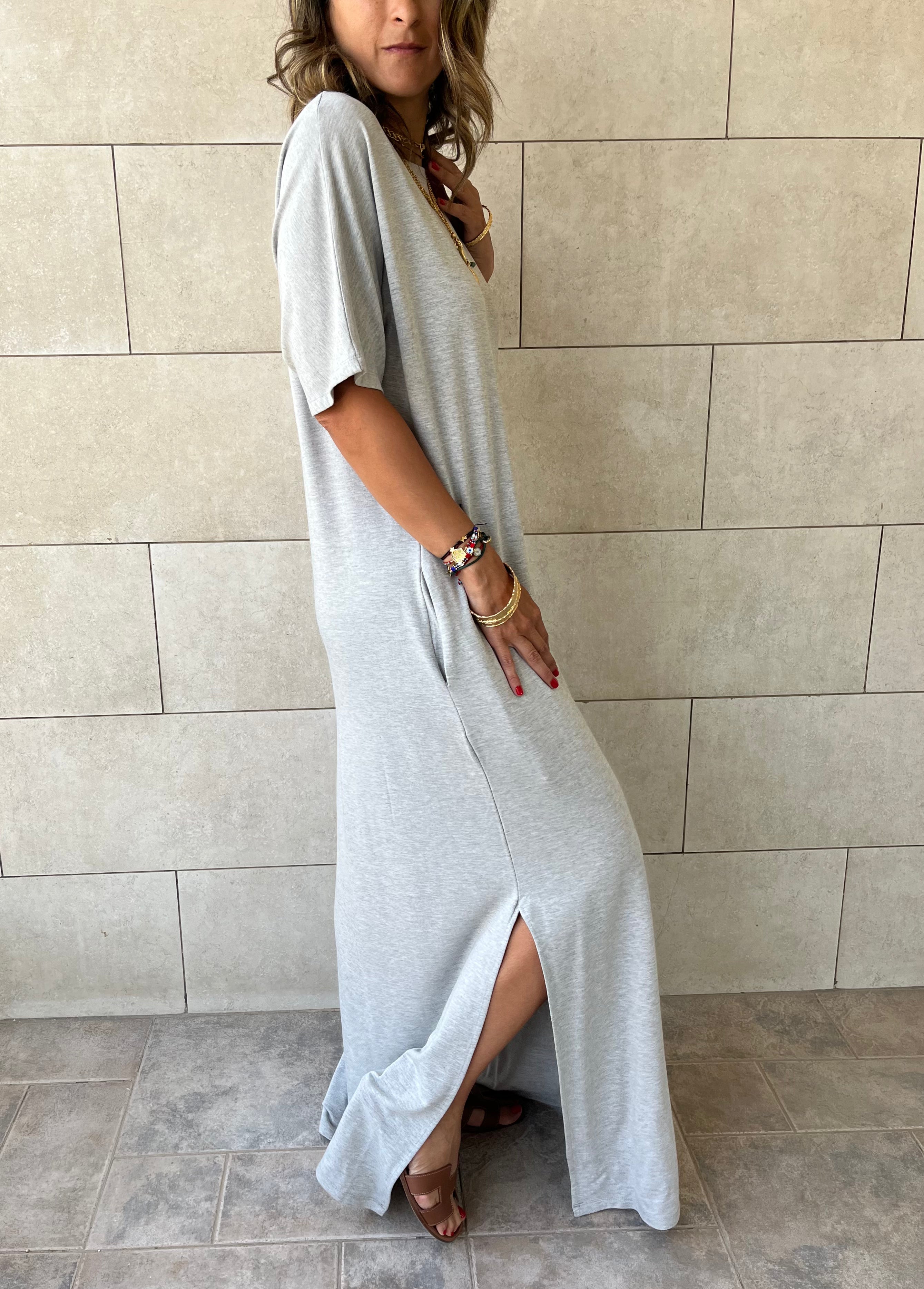 Grey Fall Dayz Maxi T-Shirt Dress