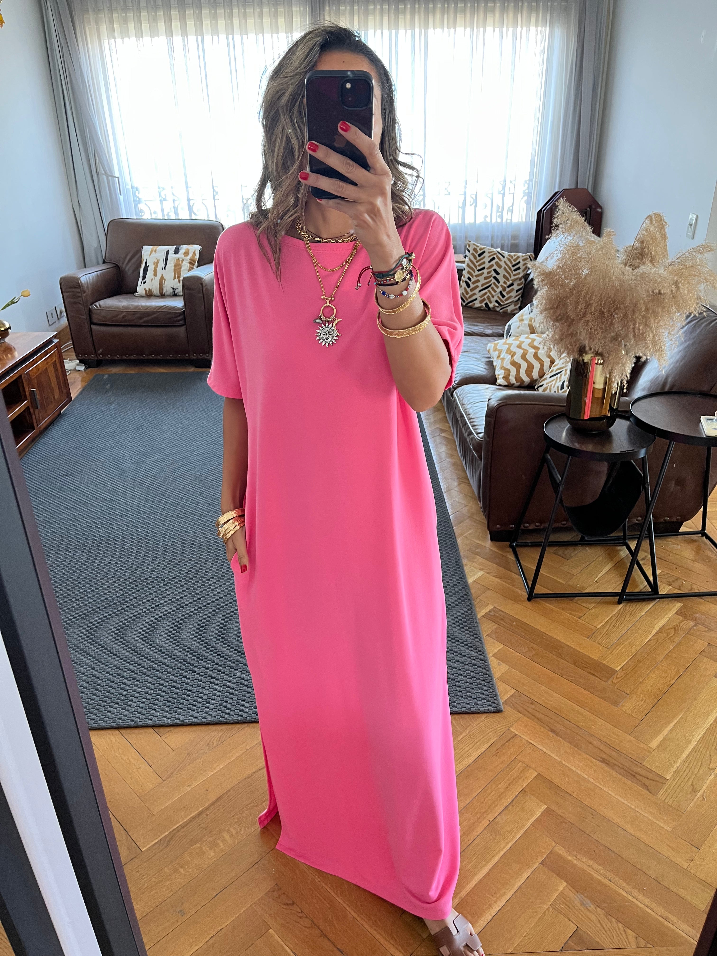 Fuchsia Fall Dayz Maxi T-Shirt Dress