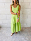 Lime Tiered Cotton City Dress