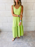 Lime Tiered Cotton City Dress