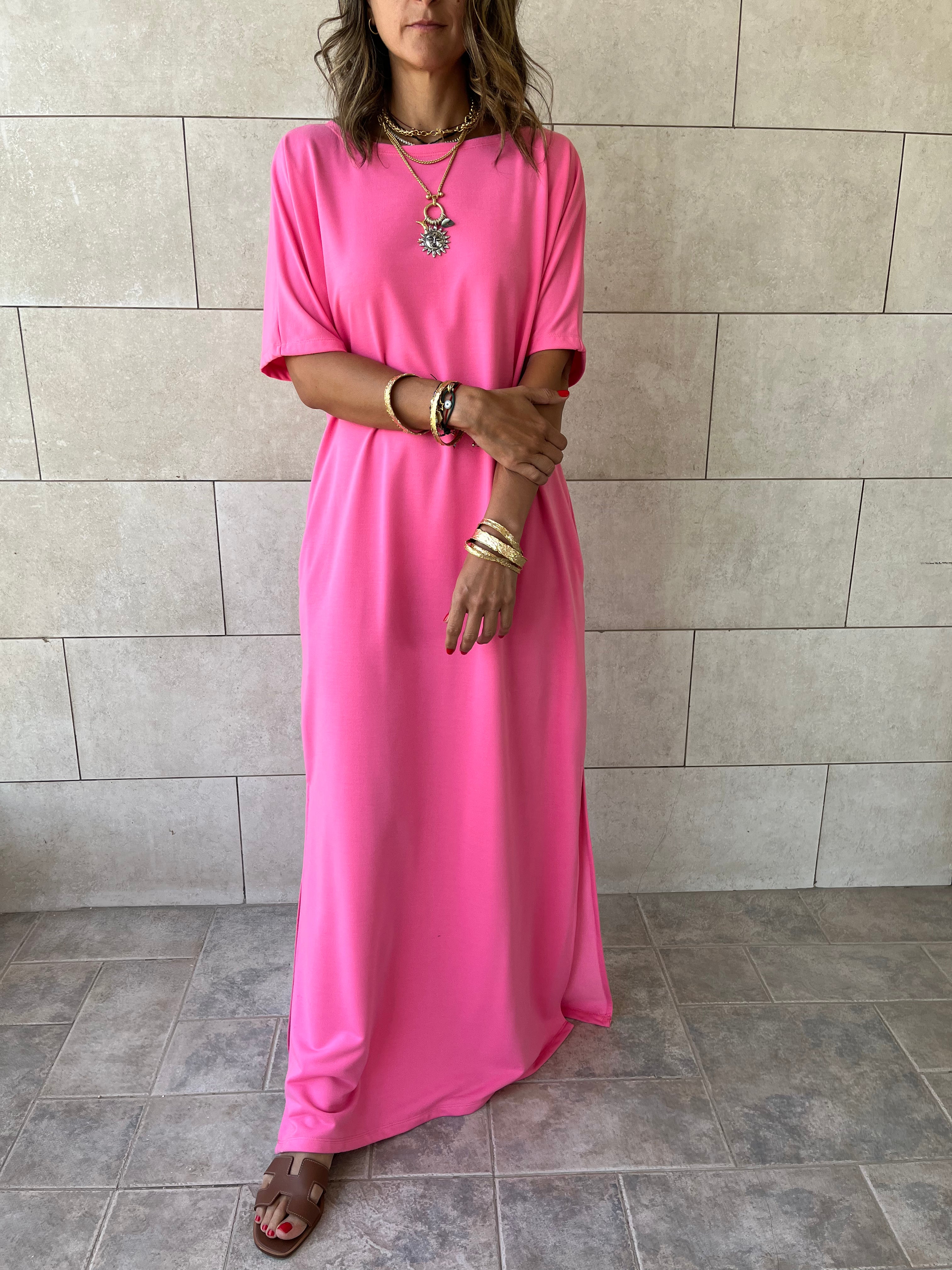 Fuchsia Fall Dayz Maxi T-Shirt Dress