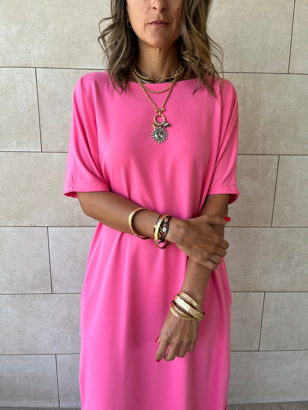 Fuchsia Fall Dayz Maxi T-Shirt Dress