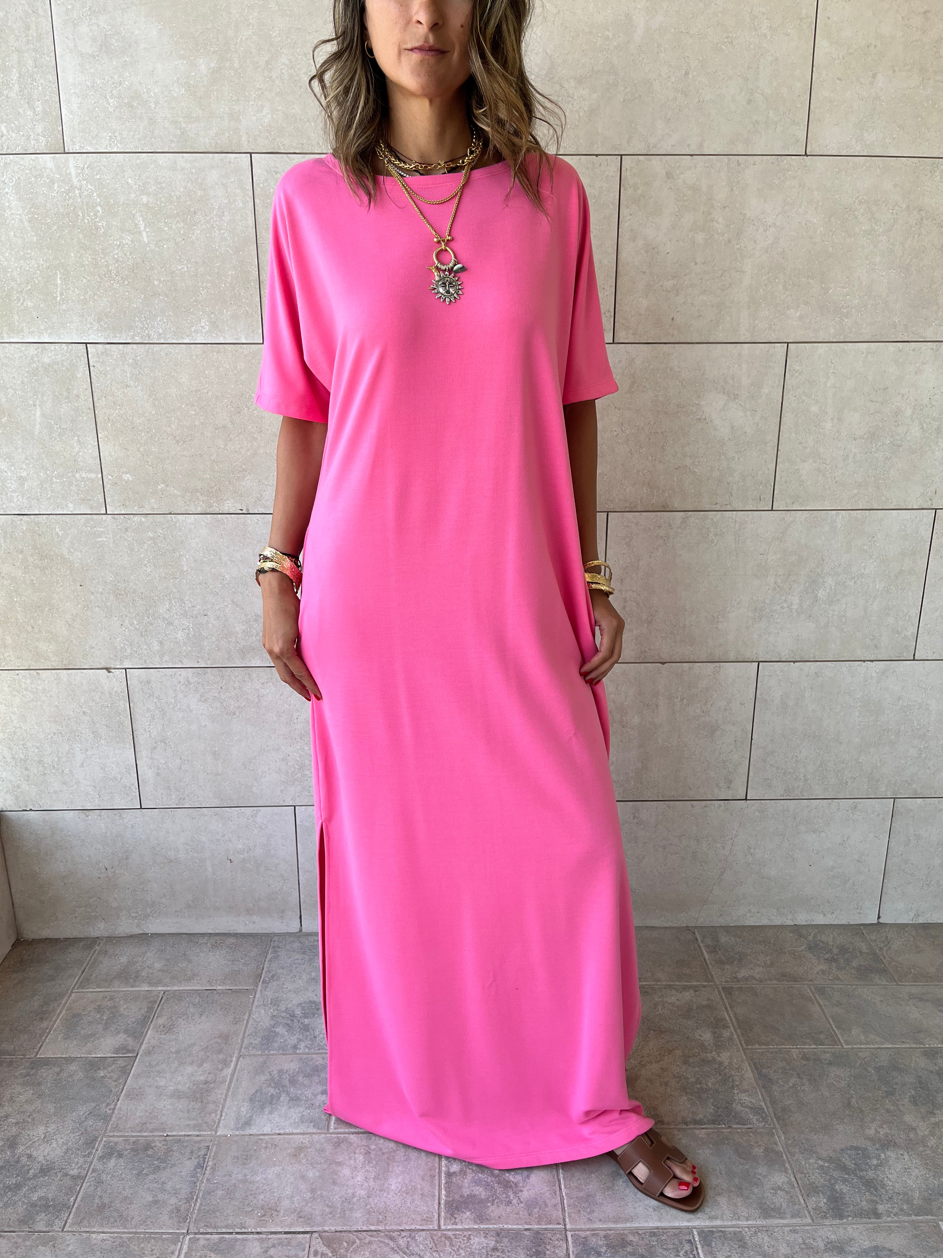 Fuchsia Fall Dayz Maxi T-Shirt Dress