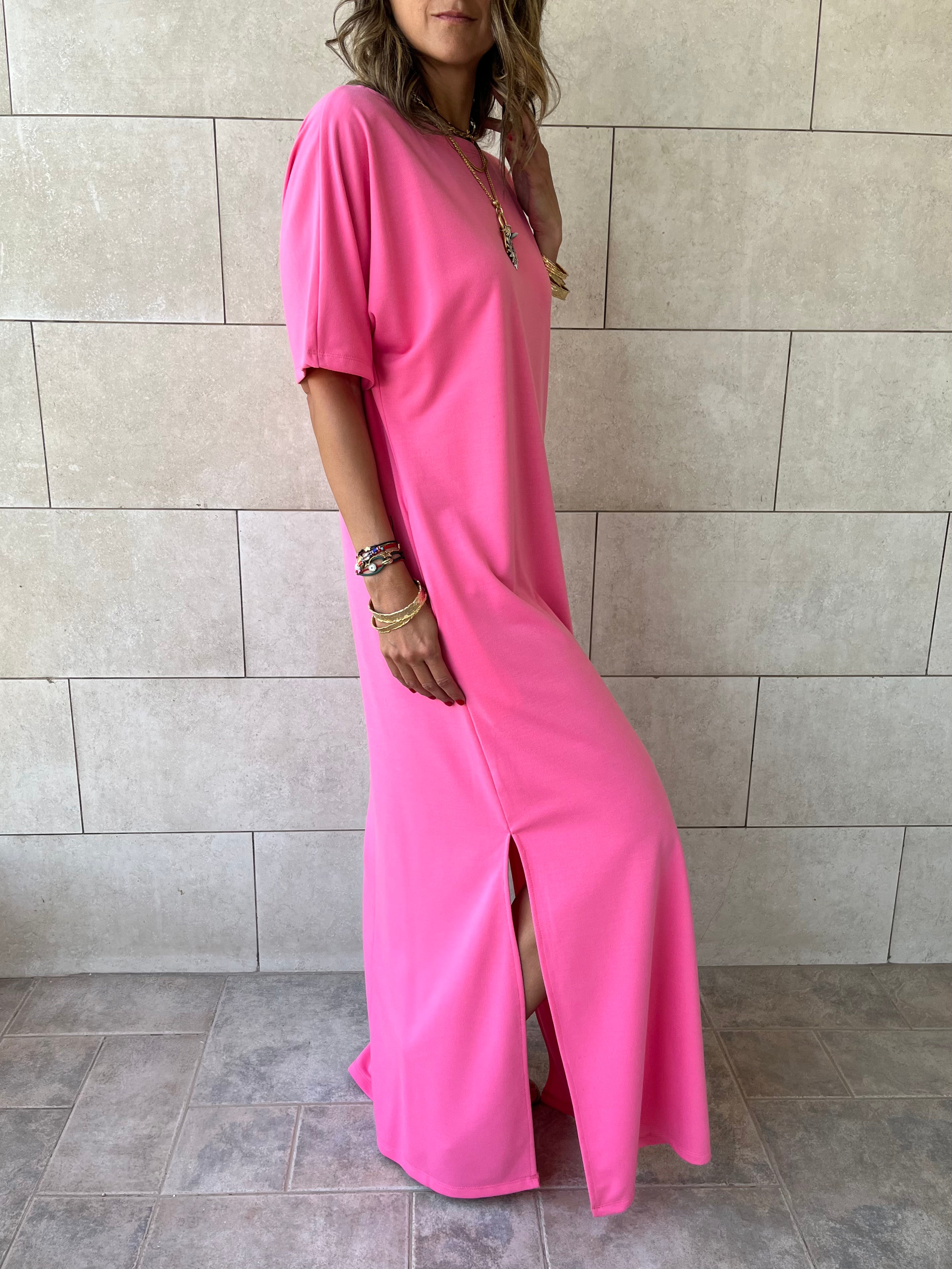 Fuchsia Fall Dayz Maxi T-Shirt Dress