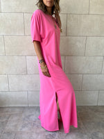 Fuchsia Fall Dayz Maxi T-Shirt Dress