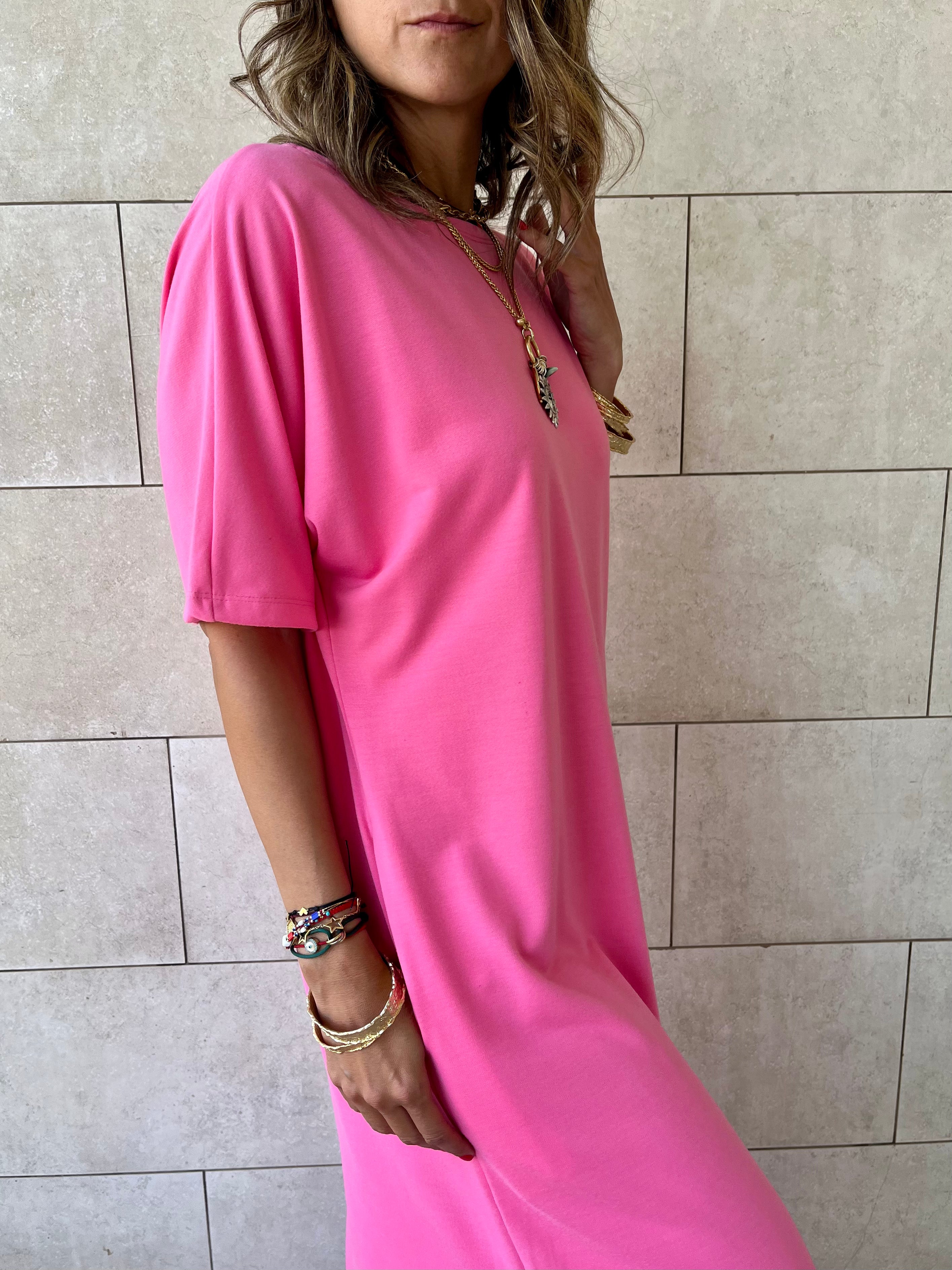 Fuchsia Fall Dayz Maxi T-Shirt Dress