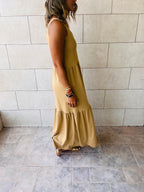 Beige Tiered Cotton City Dress