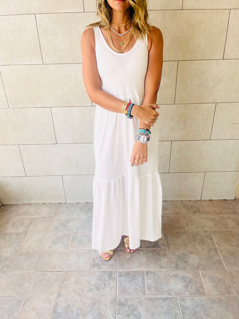 White Tiered Cotton City Dress