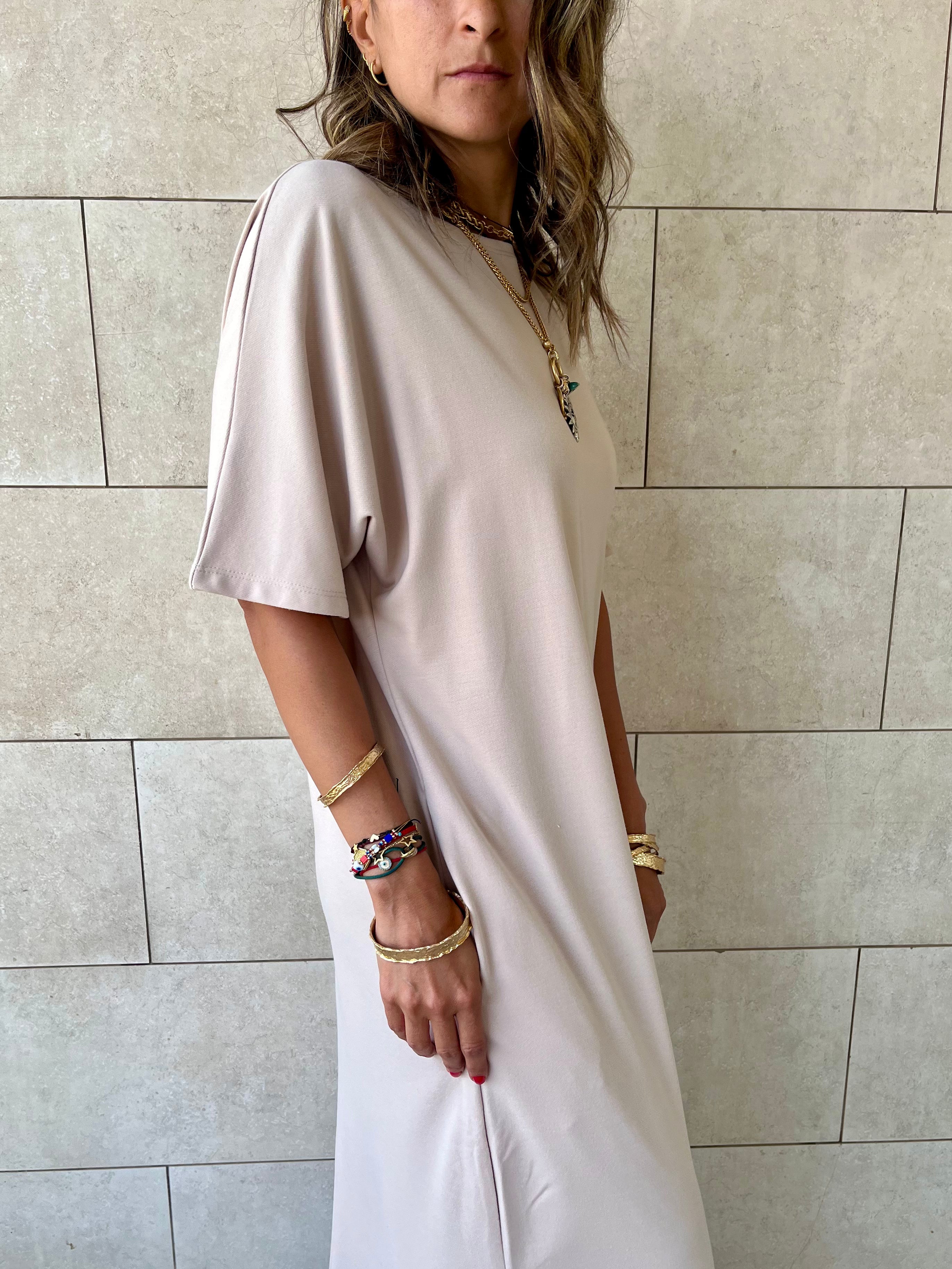 Beige Fall Dayz Maxi T-Shirt Dress