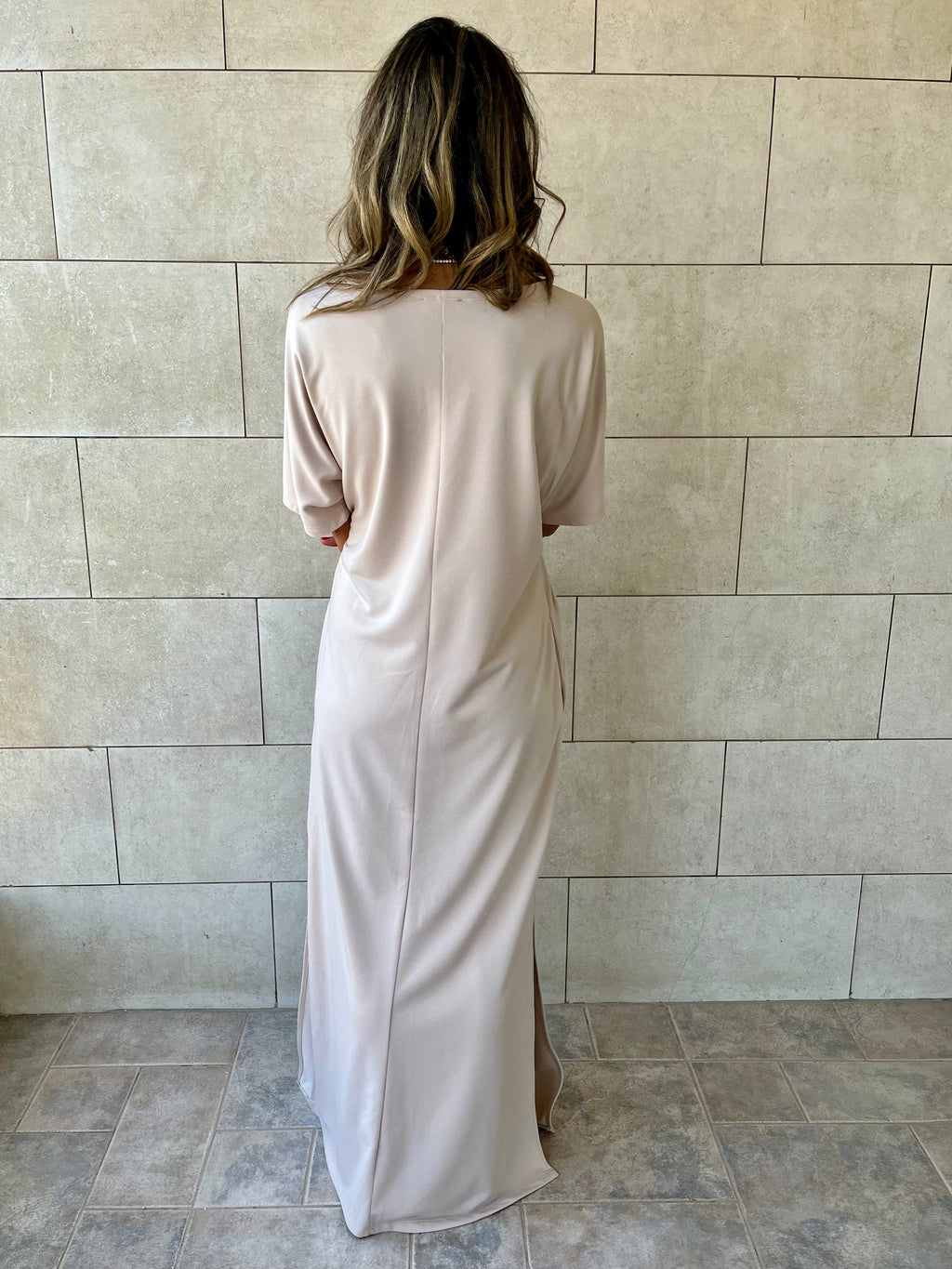 Beige Fall Dayz Maxi T-Shirt Dress