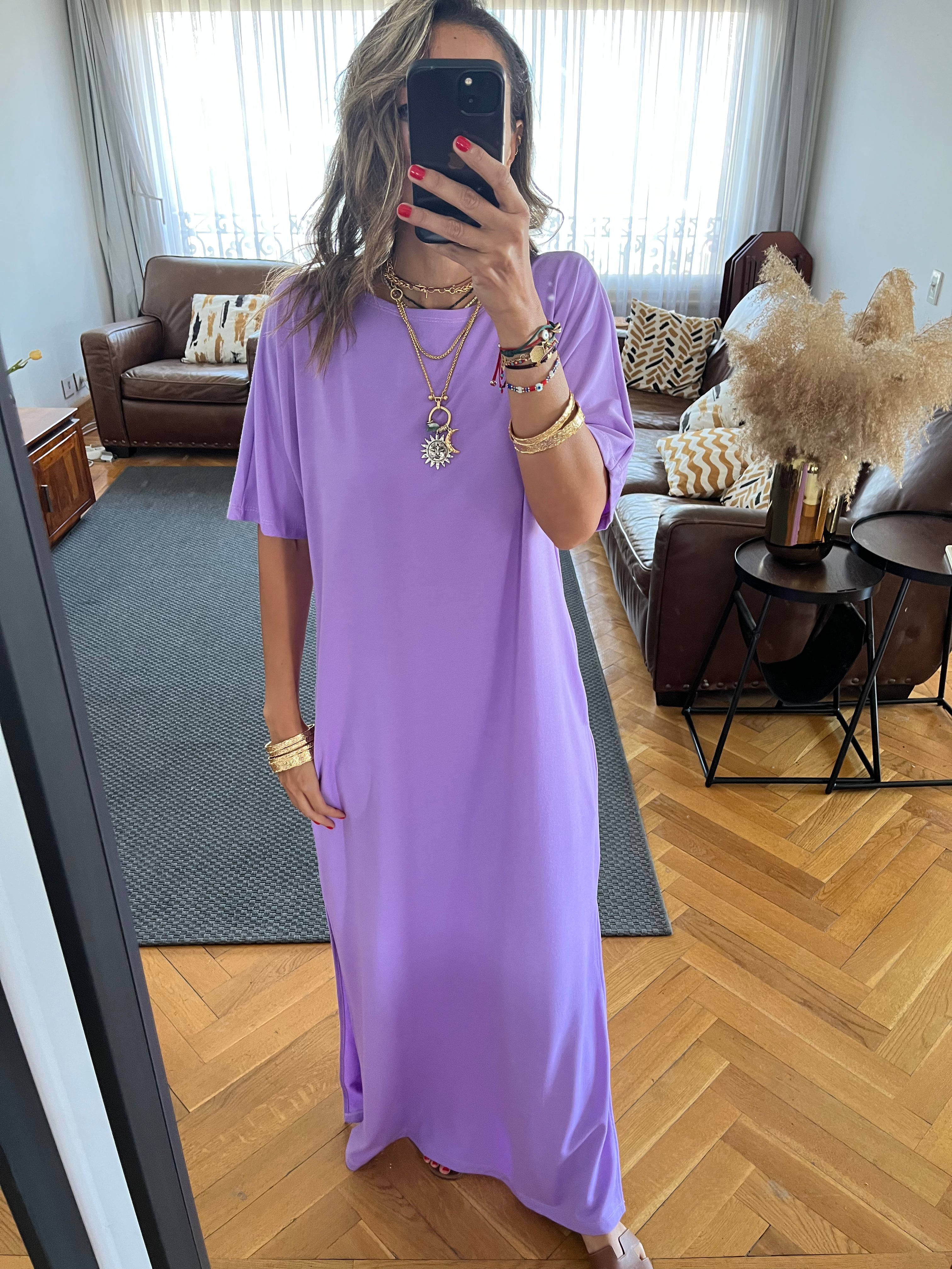 Lilac Fall Dayz Maxi T-Shirt Dress