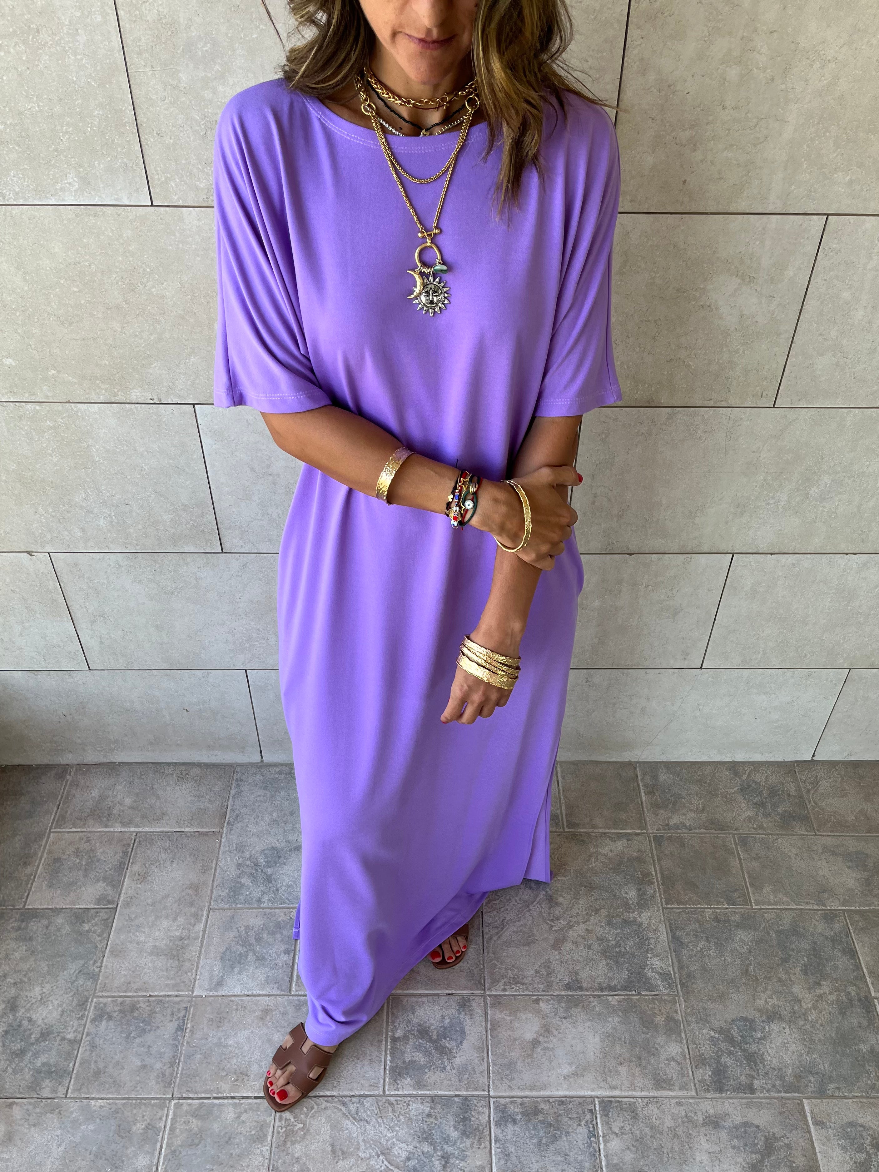 Lilac Fall Dayz Maxi T-Shirt Dress