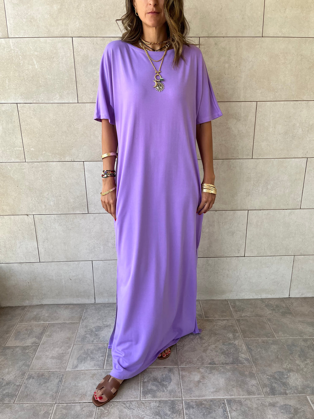 Lilac Fall Dayz Maxi T-Shirt Dress