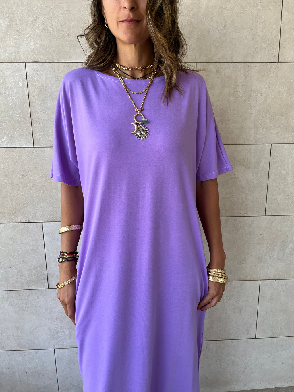 Lilac Fall Dayz Maxi T-Shirt Dress