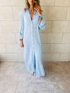 Baby Blue Gypsy Longline Shirt Dress