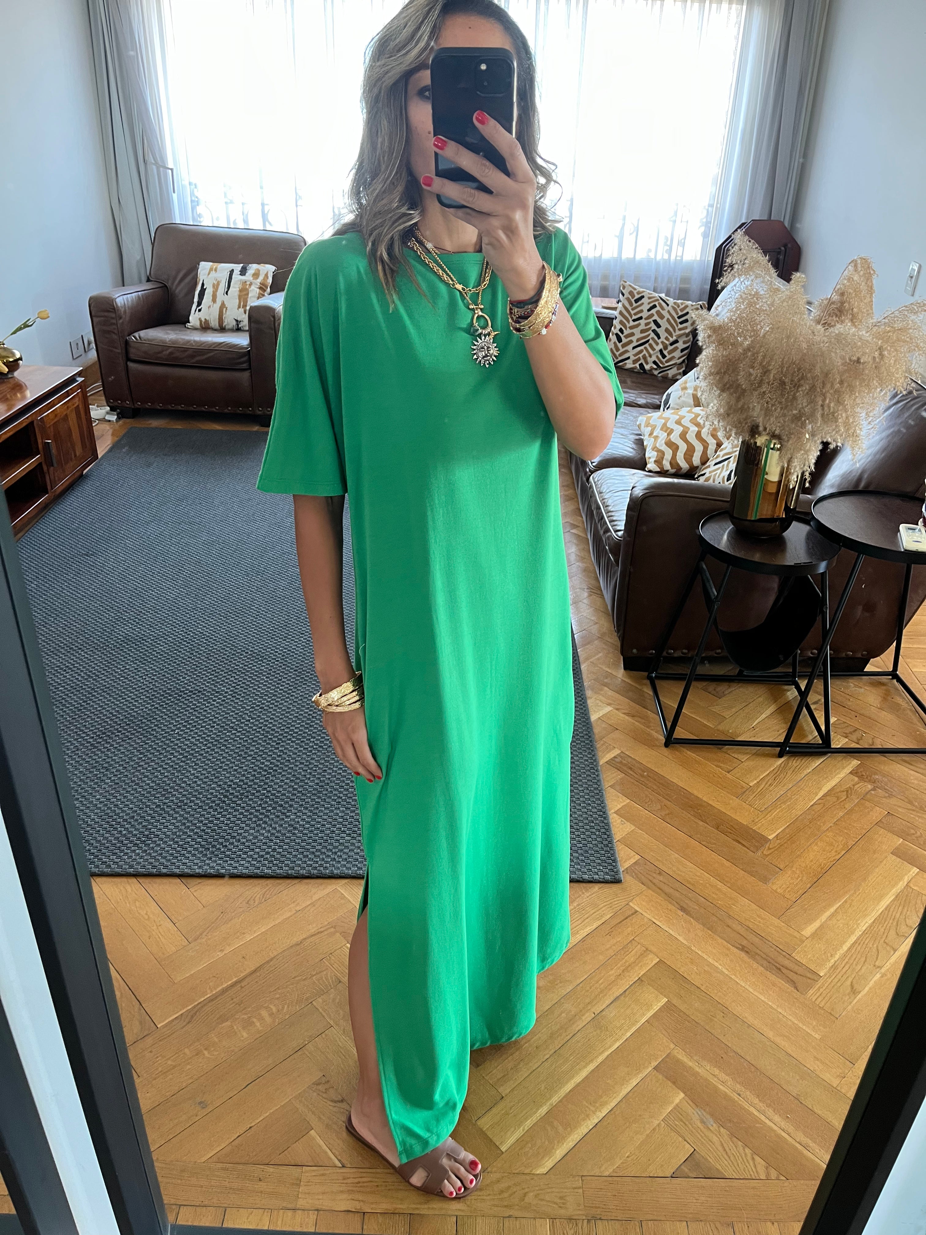 Green Fall Dayz Maxi T-Shirt Dress