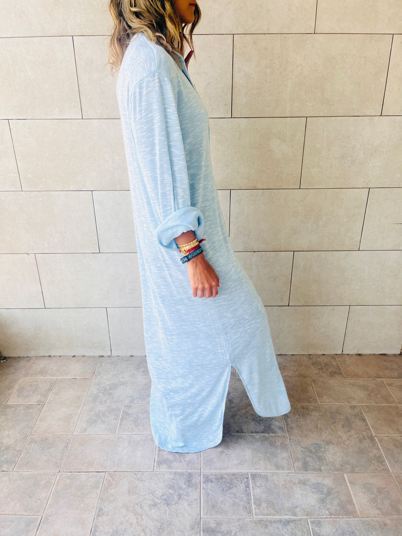 Baby Blue Gypsy Longline Shirt Dress